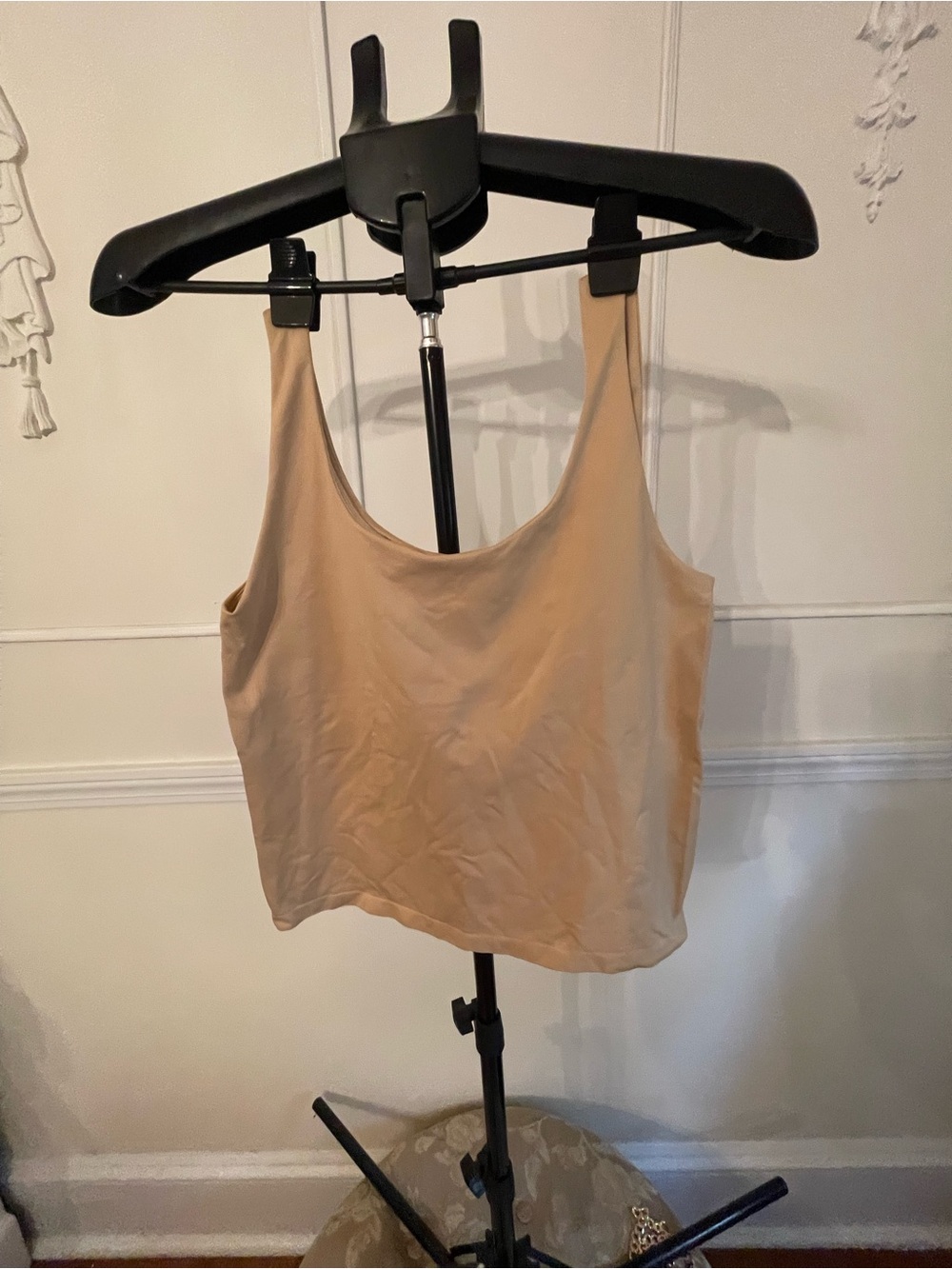 Avec Les Filles Beige Scoop Neck Tank Top